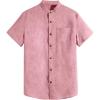 image:imageOYOANGLE Linen Short Sleeve Button Down Shirts Casual Beach Summer ShirtPink