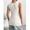 image:imageOYOANGLE Womens Button Front Sleeveless Knitted Top Work Dressy Crew Neck Ribbed Tank Tops KnitwearWhite