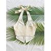 image:imageOYOANGLE Womens Floral Boho Summer Halter Crop Tops Embroidery Vacation Tank Top Tie Backless Vintage Going Out TopsApricot