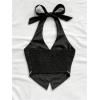 image:imageOYOANGLE Womens Floral Boho Summer Halter Crop Tops Embroidery Vacation Tank Top Tie Backless Vintage Going Out TopsBlack