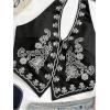 image:imageOYOANGLE Womens Floral Boho Summer Halter Crop Tops Embroidery Vacation Tank Top Tie Backless Vintage Going Out TopsBlack