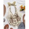 image:imageOYOANGLE Womens Floral Boho Summer Halter Crop Tops Embroidery Vacation Tank Top Tie Backless Vintage Going Out TopsDark Khaki