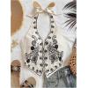 image:imageOYOANGLE Womens Floral Boho Summer Halter Crop Tops Embroidery Vacation Tank Top Tie Backless Vintage Going Out TopsKhaki