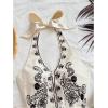 image:imageOYOANGLE Womens Floral Boho Summer Halter Crop Tops Embroidery Vacation Tank Top Tie Backless Vintage Going Out TopsKhaki
