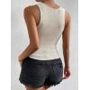 image:imageOYOANGLE Womens Notched Neck Ribbed Knit Tank Top Sleeveless Slim Fit Knitted Tops Summer Casual KnitwearApricot
