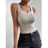 image:imageOYOANGLE Womens Notched Neck Ribbed Knit Tank Top Sleeveless Slim Fit Knitted Tops Summer Casual KnitwearApricot