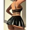 image:imageOYOANGLE Lingerie Set for Women Sexy Strappy 3 Piece Teddy Babydoll Lingerie Garter with UnderwireBlack