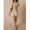 image:imageOYOANGLE Womens Boho Seashell V Neck Knitted Tank Top Sleeveless Slit Hem Tie Back Dressy TopsKhaki