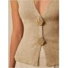 image:imageOYOANGLE Womens Boho Seashell V Neck Knitted Tank Top Sleeveless Slit Hem Tie Back Dressy TopsKhaki
