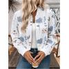 image:imageOYOANGLE Womens Bomber Jacket Floral Print Zip Up Long Sleeve Cropped Jackets OuterwearWhite