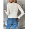 image:imageOYOANGLE Womens Button Down Lightweight Cardigan Long Sleeve Split V Neck Sweaters OuterwearApricot