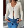 image:imageOYOANGLE Womens Button Down Lightweight Cardigan Long Sleeve Split V Neck Sweaters OuterwearApricot