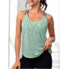 image:imageOYOANGLE Womens Camo Print Workout Tank Tops Sleeveless Running Tops Crisscross Back Yoga Gym Loose Athletic ShirtsGreen