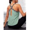 image:imageOYOANGLE Womens Camo Print Workout Tank Tops Sleeveless Running Tops Crisscross Back Yoga Gym Loose Athletic ShirtsGreen