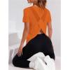 image:imageOYOANGLE Womens Camo Workout Gym Shirts Open Back Crew Neck Short Sleeve Loose Sports Athletic T ShirtOrange