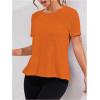 image:imageOYOANGLE Womens Camo Workout Gym Shirts Open Back Crew Neck Short Sleeve Loose Sports Athletic T ShirtOrange