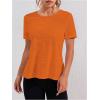 image:imageOYOANGLE Womens Camo Workout Gym Shirts Open Back Crew Neck Short Sleeve Loose Sports Athletic T ShirtOrange