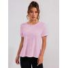 image:imageOYOANGLE Womens Camo Workout Gym Shirts Open Back Crew Neck Short Sleeve Loose Sports Athletic T ShirtPink