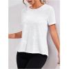 image:imageOYOANGLE Womens Camo Workout Gym Shirts Open Back Crew Neck Short Sleeve Loose Sports Athletic T ShirtWhite