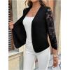 image:imageOYOANGLE Womens Casual Lightweight Jackets 34 Sleeve Open Front Work Office Blazer Suit JacketBlack
