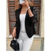 image:imageOYOANGLE Womens Casual Lightweight Jackets 34 Sleeve Open Front Work Office Blazer Suit JacketBlack