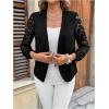 image:imageOYOANGLE Womens Casual Lightweight Jackets 34 Sleeve Open Front Work Office Blazer Suit JacketBlack