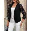 image:imageOYOANGLE Womens Casual Lightweight Jackets 34 Sleeve Open Front Work Office Blazer Suit JacketBlack