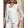 image:imageOYOANGLE Womens Casual Lightweight Jackets 34 Sleeve Open Front Work Office Blazer Suit JacketWhite