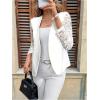 image:imageOYOANGLE Womens Casual Lightweight Jackets 34 Sleeve Open Front Work Office Blazer Suit JacketWhite