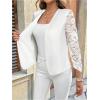 image:imageOYOANGLE Womens Casual Lightweight Jackets 34 Sleeve Open Front Work Office Blazer Suit JacketWhite