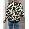 image:imageOYOANGLE Womens Cheetah Print Zip Up Jacket Long Sleeve Casual Lightweight Bomber Jackets OuterwearBlack and White
