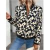 image:imageOYOANGLE Womens Cheetah Print Zip Up Jacket Long Sleeve Casual Lightweight Bomber Jackets OuterwearBlack and White