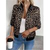 image:imageOYOANGLE Womens Cheetah Print Zip Up Jacket Long Sleeve Casual Lightweight Bomber Jackets OuterwearBrown