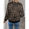 image:imageOYOANGLE Womens Cheetah Print Zip Up Jacket Long Sleeve Casual Lightweight Bomber Jackets OuterwearBrown