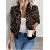 image:imageOYOANGLE Womens Cheetah Print Zip Up Jacket Long Sleeve Casual Lightweight Bomber Jackets OuterwearChocolate Brown