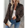 image:imageOYOANGLE Womens Cheetah Print Zip Up Jacket Long Sleeve Casual Lightweight Bomber Jackets OuterwearChocolate Brown