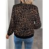 image:imageOYOANGLE Womens Cheetah Print Zip Up Jacket Long Sleeve Casual Lightweight Bomber Jackets OuterwearChocolate Brown