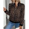 image:imageOYOANGLE Womens Cheetah Print Zip Up Jacket Long Sleeve Casual Lightweight Bomber Jackets OuterwearChocolate Brown