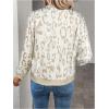 image:imageOYOANGLE Womens Cheetah Print Zip Up Jacket Long Sleeve Casual Lightweight Bomber Jackets OuterwearKhaki White
