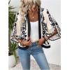 image:imageOYOANGLE Womens Floral Print 34 Sleeve Open Front Cardigan Lightweight Kimono Outerwear Cover UpsMulticolor
