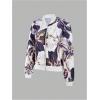 image:imageOYOANGLE Womens Floral Print Baseball Collar Bomber Jacket Long Sleeve Zip Up Coat OuterwearWhite