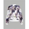 image:imageOYOANGLE Womens Floral Print Baseball Collar Bomber Jacket Long Sleeve Zip Up Coat OuterwearWhite