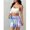 image:imageOYOANGLE Womens Graphic Print Athletic Tennis Skorts Cheetah Ruffle A Line Skirt with Built in Shorts ActivewearBlue Purple