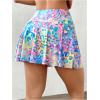 image:imageOYOANGLE Womens Graphic Print Athletic Tennis Skorts Cheetah Ruffle A Line Skirt with Built in Shorts ActivewearBlue Purple