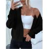 image:imageOYOANGLE Womens Knit Open Front Long Sleeve Cropped Cardigan Sweater Soft Knit Spring Fall OuterwearBlack
