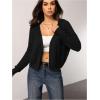 image:imageOYOANGLE Womens Knit Open Front Long Sleeve Cropped Cardigan Sweater Soft Knit Spring Fall OuterwearBlack