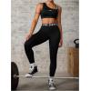 image:imageOYOANGLE Womens Letter Print Sports Bra Asymmetrical Neck Cut Out Medium Support Workout Yoga BrasBlack