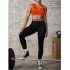 image:imageOYOANGLE Womens Letter Print Sports Bra Asymmetrical Neck Cut Out Medium Support Workout Yoga BrasOrange
