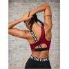 image:imageOYOANGLE Womens Letter Print Sports Bra Asymmetrical Neck Cut Out Medium Support Workout Yoga BrasRed