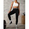 image:imageOYOANGLE Womens Letter Print Sports Bra Asymmetrical Neck Cut Out Medium Support Workout Yoga BrasWhite